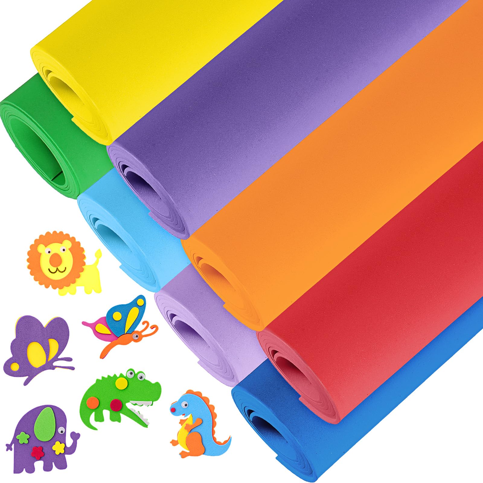 Fainne 8 Pcs Craft Foam Sheet Roll, 39''x13'' Colorful EVA Foam Sheet for Valentine's Day Craft Classroom Bulletin Board Cutout Hanging Decor Wedding Favors DIY Projects(2 mm Thick,Bright Colors)