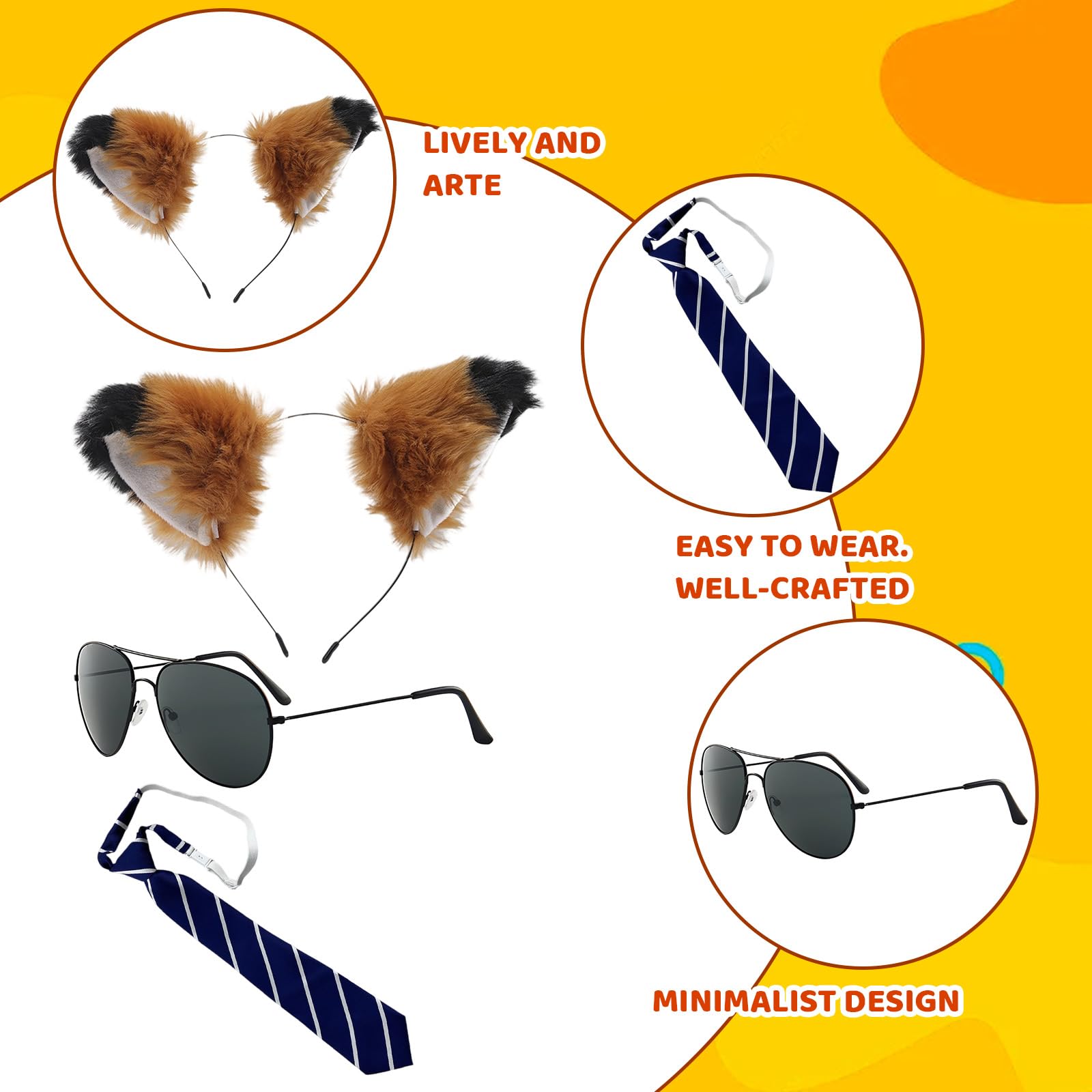WaaRiuQ 3 Piece Fox Costumes Set, Fox Ears Headband With Realistic Mask - Image 3