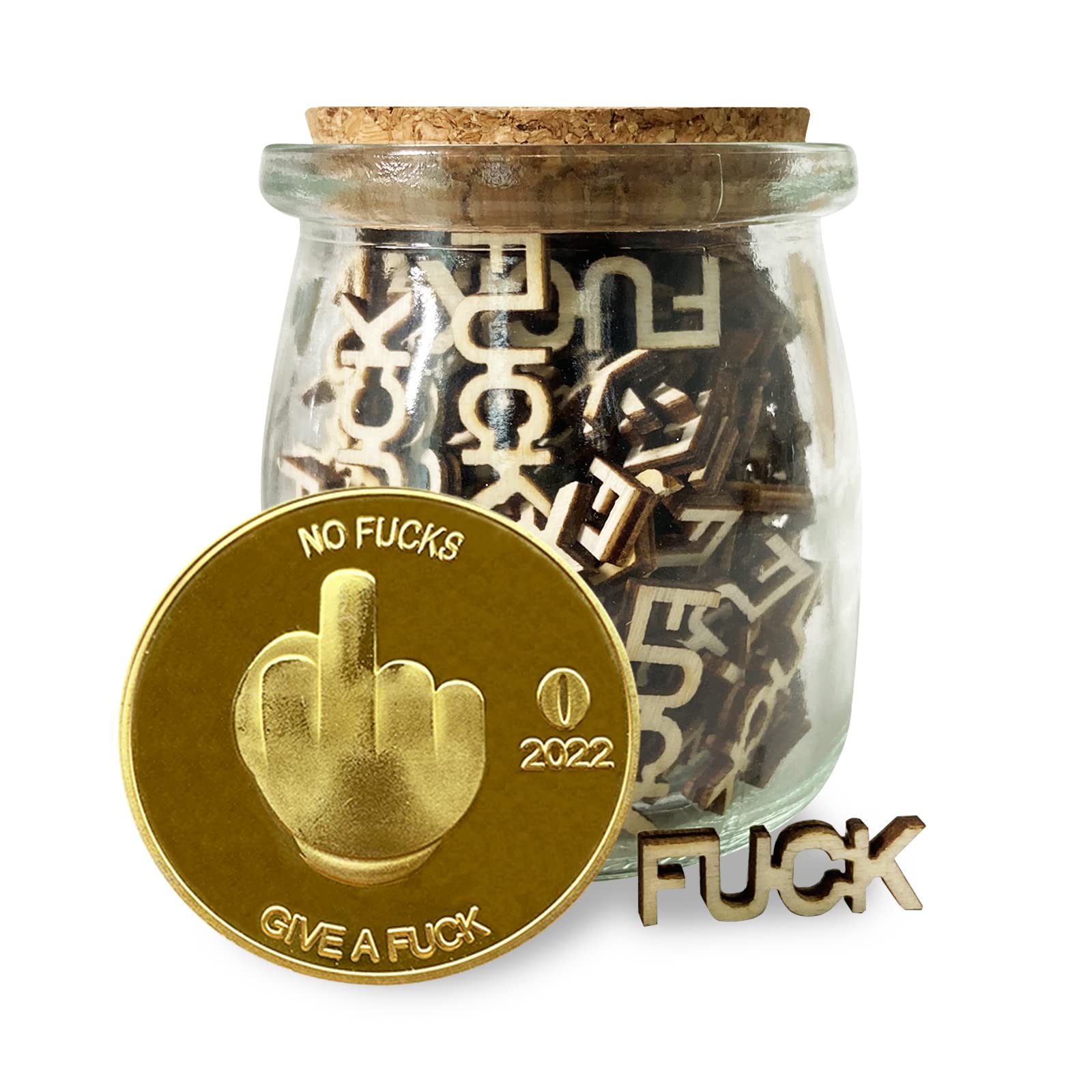 Jar of Fucks Gift Jar, Fucks to Give (9oz) with Fuck Gold Coin, Fuck for Friends, Funny Gift, Birthday Gift, Valentines Day Gift, for Men, Gag Gift (9oz-Give a Fuck)