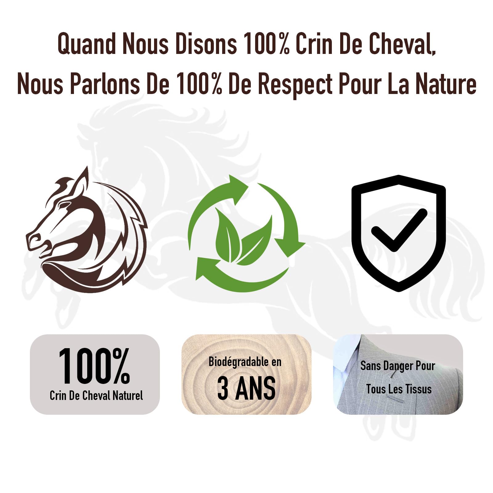 Kit Brosse Chaussure 3 Pièces - 100% CRIN de Cheval Naturel - Brosse à Lustrer, Brosse Applicateur (Palot) & Chiffon Microfibre - Set Complet pour Cirage et Entretien des Souliers & Bottes Cuir