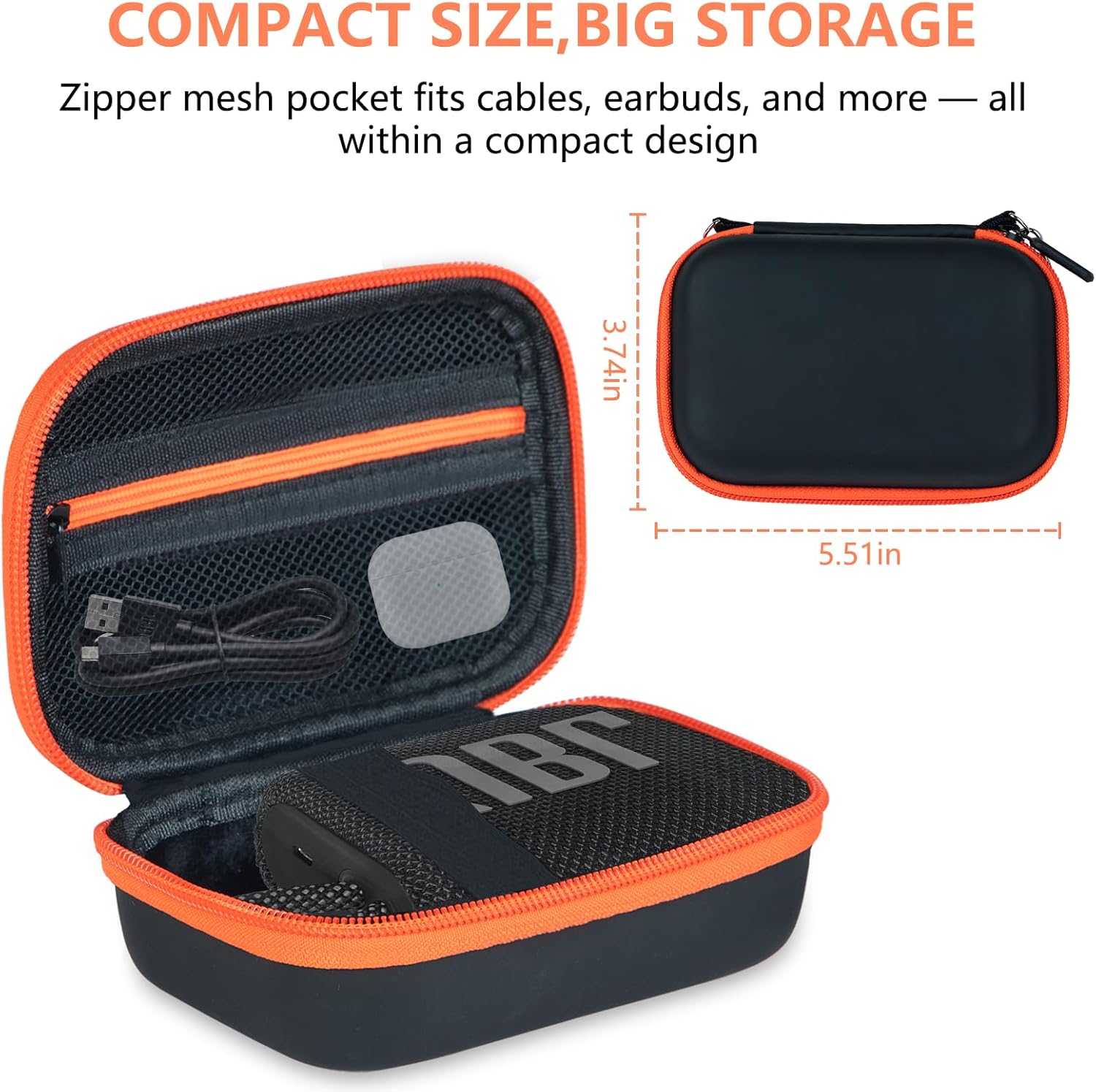 Portable Hard EVA Case for JBL Go 3, 3 Eco and Go 4, Waterproof & Shockproof Bluetooth Speaker Case with 63'' Adjustable Strap, Travel Carrying Cases for Outdoor, Camping or Beach - Black - Image 7