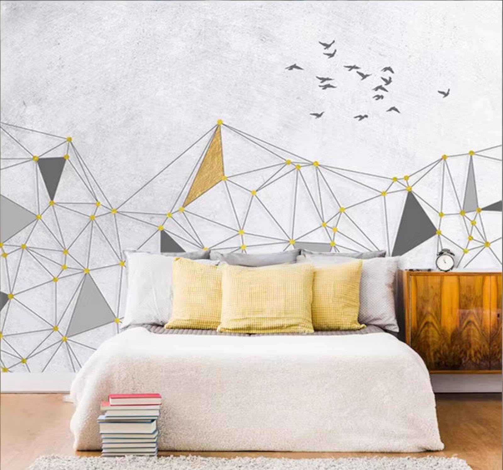 Minimalist Abstract Geometric Lines Birds 3D Wallpaper Easy Install Feature Office Living Room Sofa Bedroom TV Background Wall Decoration-300cm×210cm