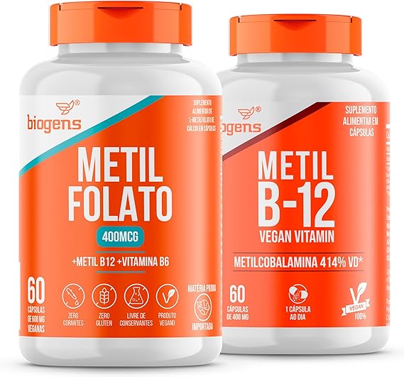 Kit Com Metil Folato + Metilcobalamina B12, 60 Cápsulas Biogens Kit Com Metil Folato + Metilcobalamina B12, 60 Cápsulas Biogens