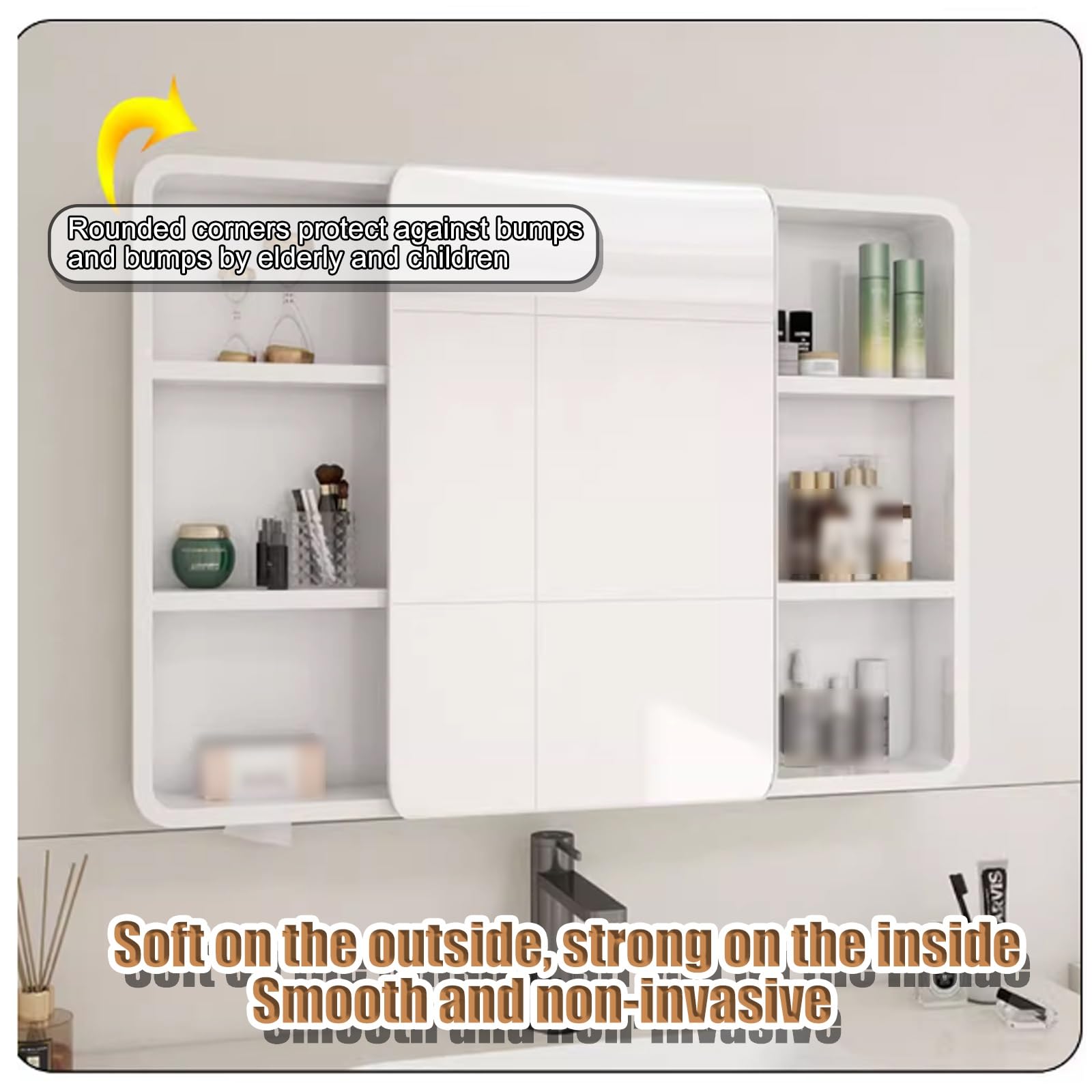 Armario de pared con espejo de baño con iluminación LED e interruptor táctil antivaho, acabado café, 70 cm, elegante solución de almacenamiento para baños modernos