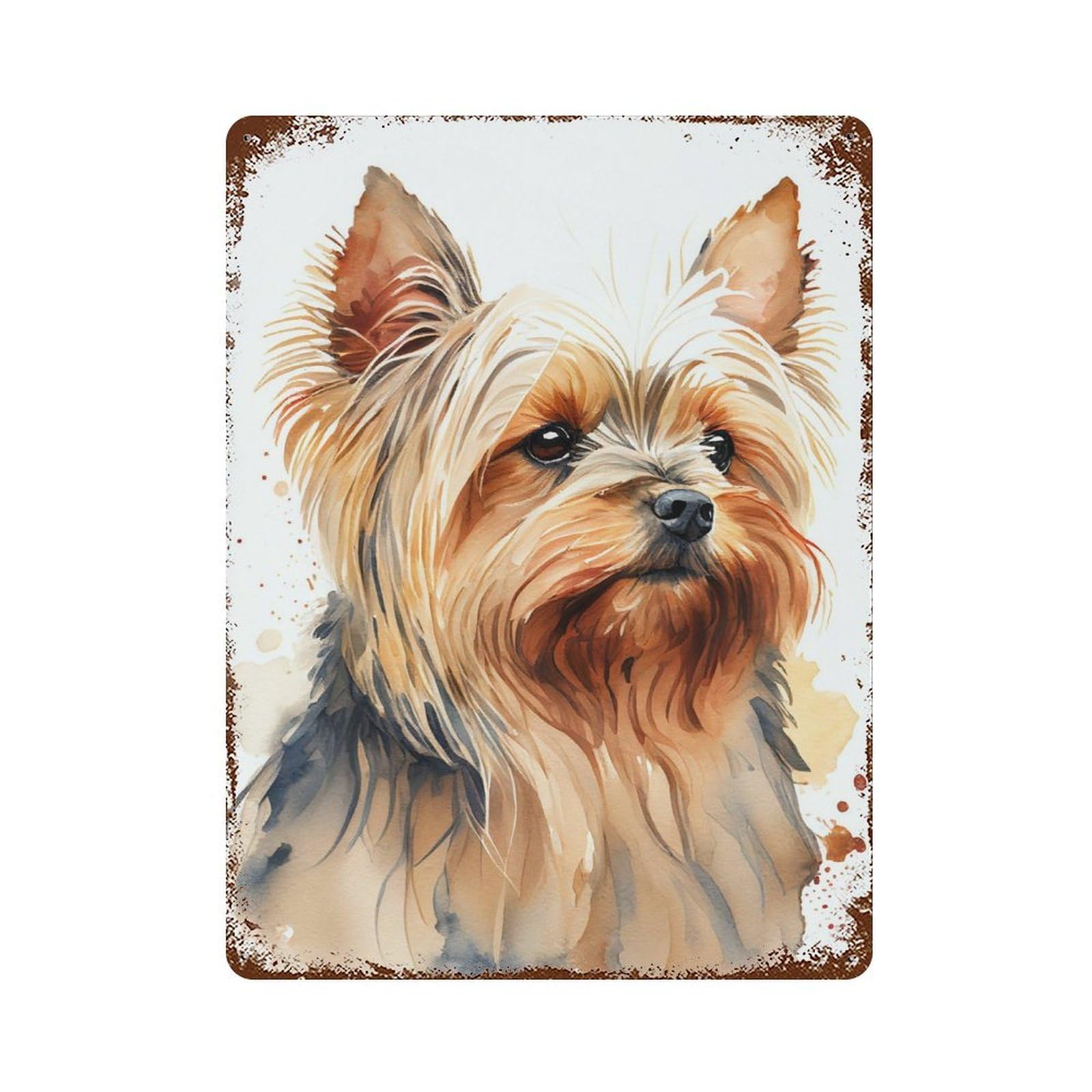 Yorkshire Watercolor Dog Vintage Rust Metal Sign 15.7"x11.8", Farmhouse Wall Decor for Garage, Pub Or Kitchen