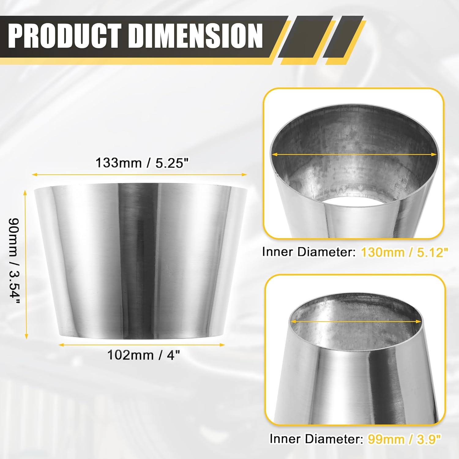 X AUTOHAUX Car Mandrel Exhaust Bend Elbow Pipe 304 Stainless Steel Concentric Reducer 4" OD to 5.25" OD 1pcs