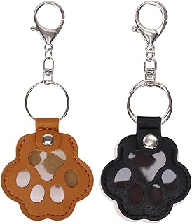 DOINEUFL Leather Pet Memorial Keychain, Pet Fur Keepsake Keyring for Dog and Cat, Personalized Paw Print Keyring, Unique Memorial Gift for Pet Owners, Ideal for Dog and Cat Lovers