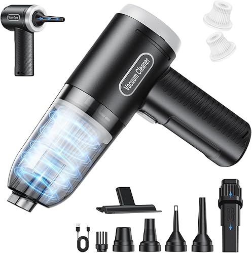 Aspiradora portátil inalámbrica para automóvil, 20000 Pa, mini aspiradora de mano de alta potencia con el mejor motor de succión sin escobillas, 4