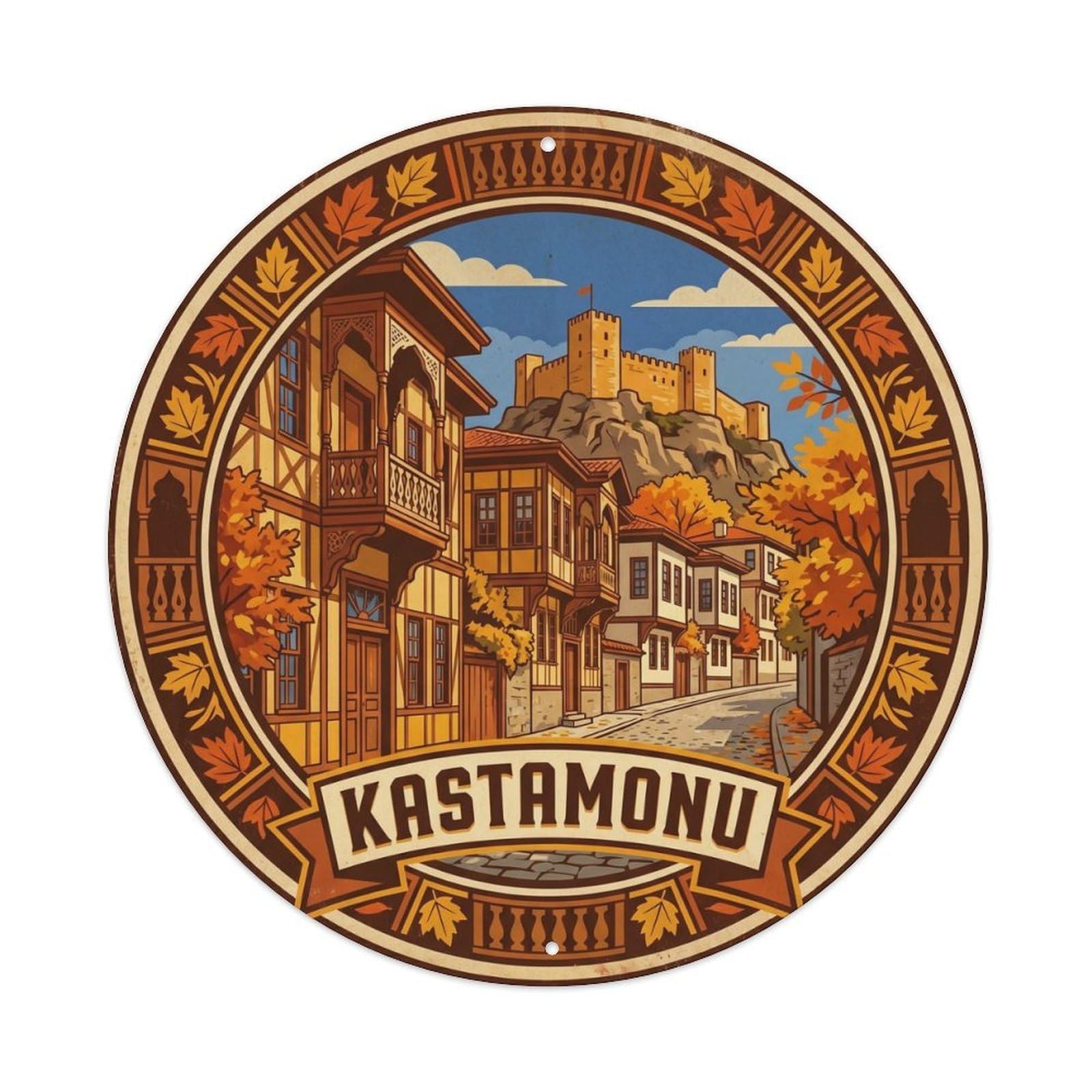 Kastamonu Wooden Houses Historic Turkey Travel Metal Tin Sign