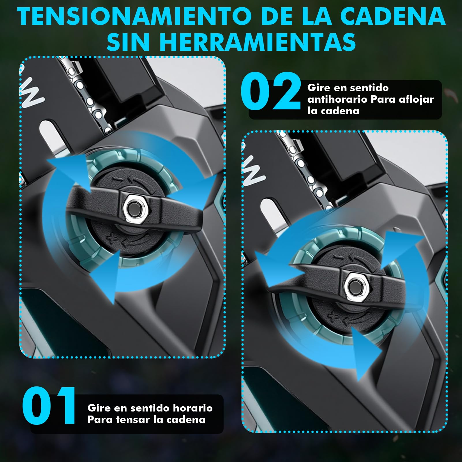 Mini Motosierra Batería 8 Pulgadas, Motosierra para Makita batería 18 V, 600W Motosierras Eléctrica con 2 cadenas, 2 placas guía, engrasador automático, para Podar Arboles de Jardinería