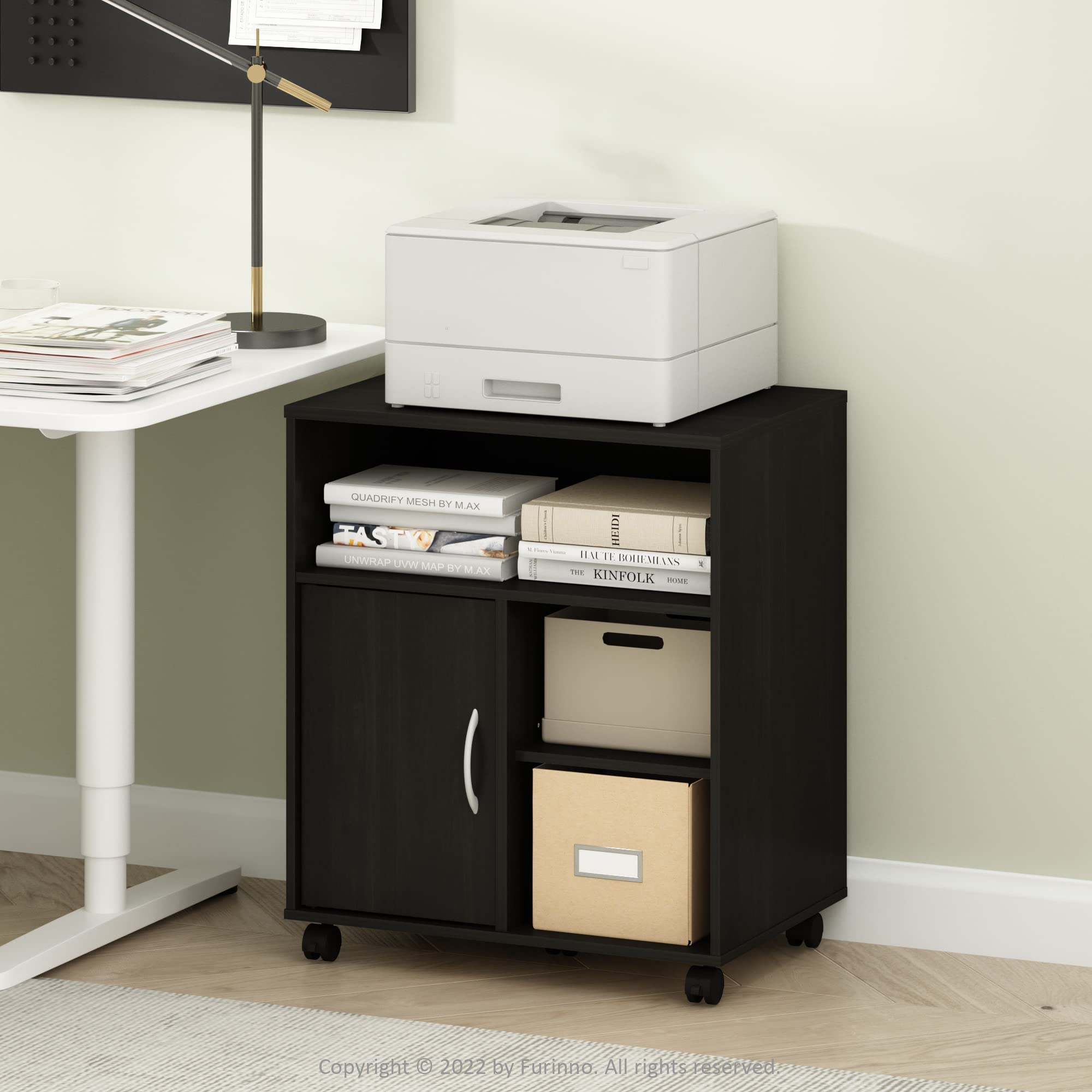 Furinno Econ Home Office - Supporto per stampante da scrivania con ruote, per caffè espresso