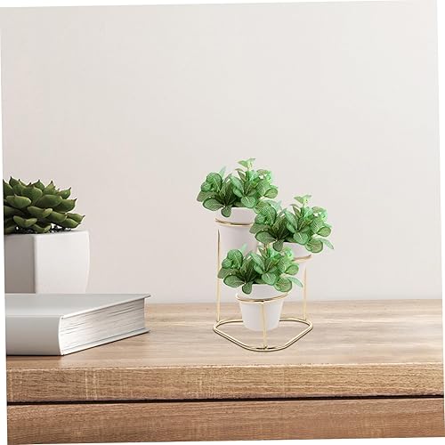 Miniatura 9 de Yardwe 2 juegos de soporte para macetas de metal para plantas, maceta pequeña de cerámica, maceta, maceta, estante para maceta, cuenca, maceta,