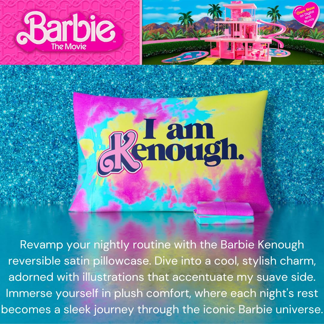 Franco Collectibles Barbie Movie Kenough Beauty Silky Satin Standard Reversible Pillowcase Cover 20x30 for Hair and Skin (Official Licensed Product) - Image 3