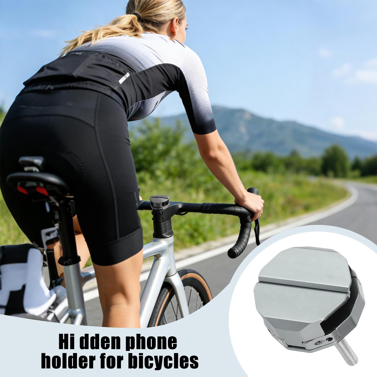 Generisch Supporto per smartphone per bicicletta, supporto girevole invisibile in lega di alluminio, supporto per smartphone, per guida su strada, città, viaggi, pendolari, navigazione, registrazione