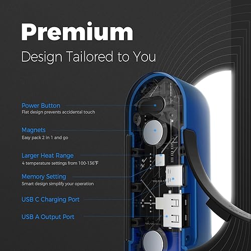 Miniatura 5 de OCOOPA Calentadores de manos recargables, paquete de 2, calentador de manos eléctrico magnético, 16 horas de calor, 4 niveles de calor hasta 145 ,