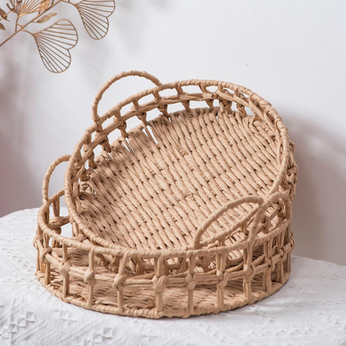 BESTOYARD Woven Bread Basket Rustic and Delicate Style Made of Paper Rope and Serving Bread and Fruit Storage for Kitchen and Household Items for Outdoor Picnic and Restaurant Use