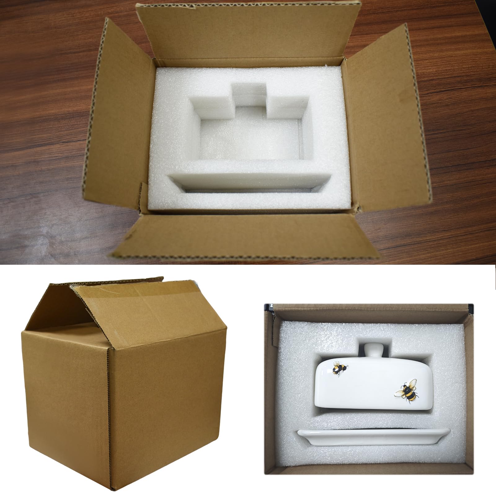 ceramiczna, 1 sztuka, porcelanowa maselniczka z uchwytem, biała puszka na masło z ceramiki o grubych ściankach, nadaje się do mycia w zmywarce (biała, 2)