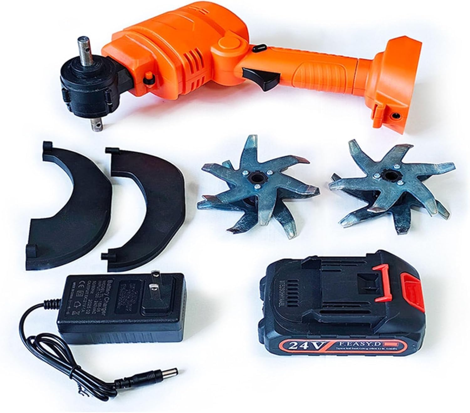 Motobineuse Électrique sans Fil 21V,Portable Motoculteur,235 RPM,Manche Amovible,Largeur/Profondeur de Travail 10/10 cm,avec Batterie et Charge,pour Le Jardin,Le Champ de légumes,la Serre,Le verger(2