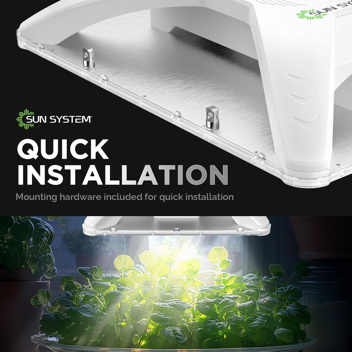 Sun System HelioGrow DR100 - Lampada LED per piante d'appartamento, 100 W, diodi a spettro completo regolabili, alta efficienza, catena di margherite fino a 512 pezzi