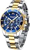 MEGALITH Men's Chronograph Stainless Steel Designer Watch Men's Waterproof Luminous Elegant Gift for Men