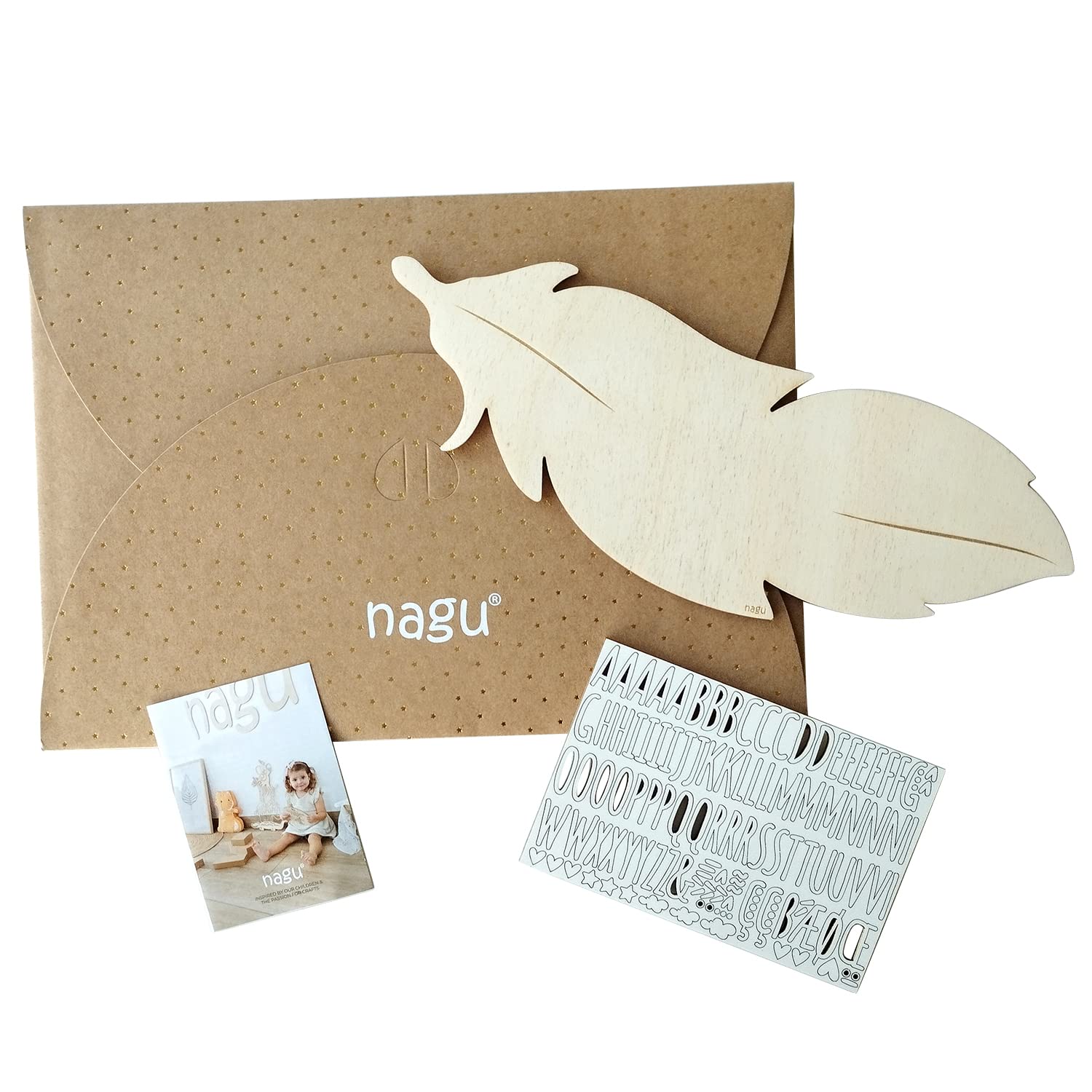 nagu® Prénoms en Bois Personnalisés | Plaque Décorative Grande Taille pour Chambre Bébé, Fille ou Garçon | Lettres Autocollantes pour Personnaliser le Prénom en Bois, Déco Murale