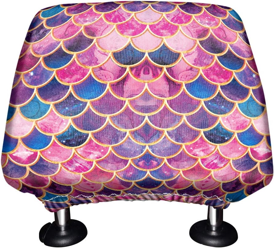 WIRESTER Car Seat Head Rest Cover, Protective Fabric Design Cover Decoration for All Cars