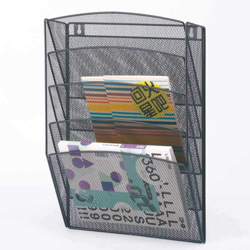 TIANQIHAO Bookshelf, File Rack, 5-Layer Wall-Mounted Rack Wrought Iron Bookshelf Display Stand Living Room Wall Decoration 31.7 * 9.5 * 45.5Cm Magazine Rack