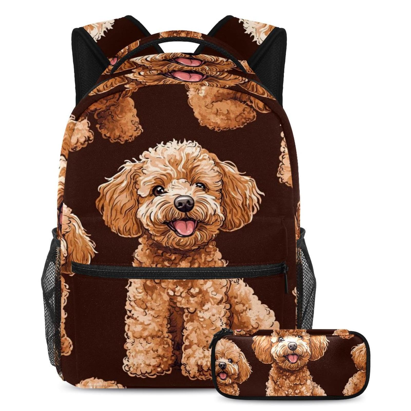 Cartables mignons à fourrure sac à dos grande capacité ado avec trousse - 2
