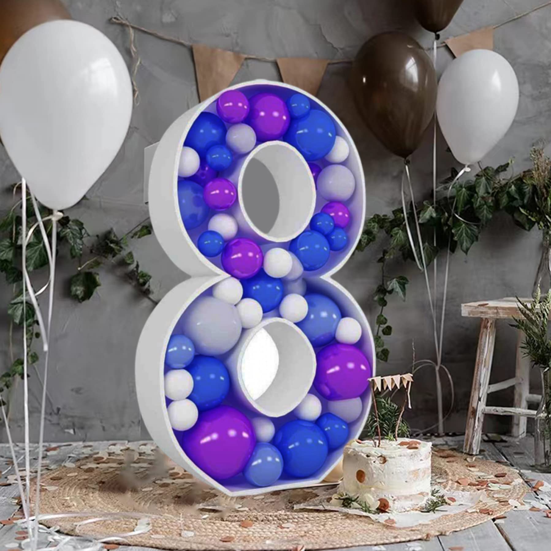 Gcroet Numero Balloon, 73 cm Numero Balloon Box Balloon Decorativo Full KT Board Box Numero Farmela del Telaio Balloon Box Numero 8 (Palloncini Non Inclusi)