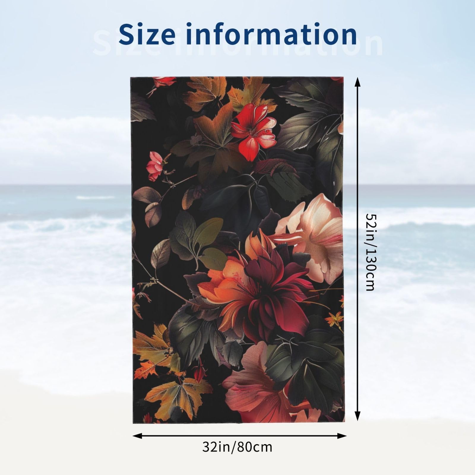 DCEHGEW Beautiful Floral Printed Microfiber Bath Towels 32x52 Inch, Highly Absorbant Beach Towel Bath Sheets for Bathroom Travel Hotel Spa