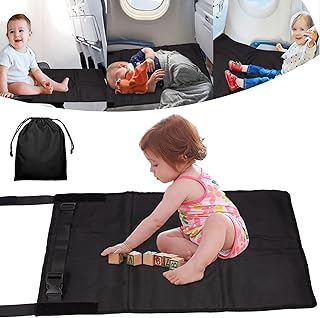Airplane Footrest for Kids, Toddler Travel Bed Airplane Seat Extender, Portable Kids Airplane Bed for Airplane Travel Essentials Kids (Black)
