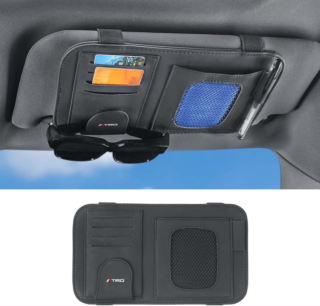 - TRD Sports Dedicated Car Storage Sun Visor Pocket TRD SPORTS 86 Supra Tacoma Tundra Custom Parts Sun Visor Bag PU Storage Sun Visor Case Mesh Storage Sun Visor Holder Coin Receipts Car Storage