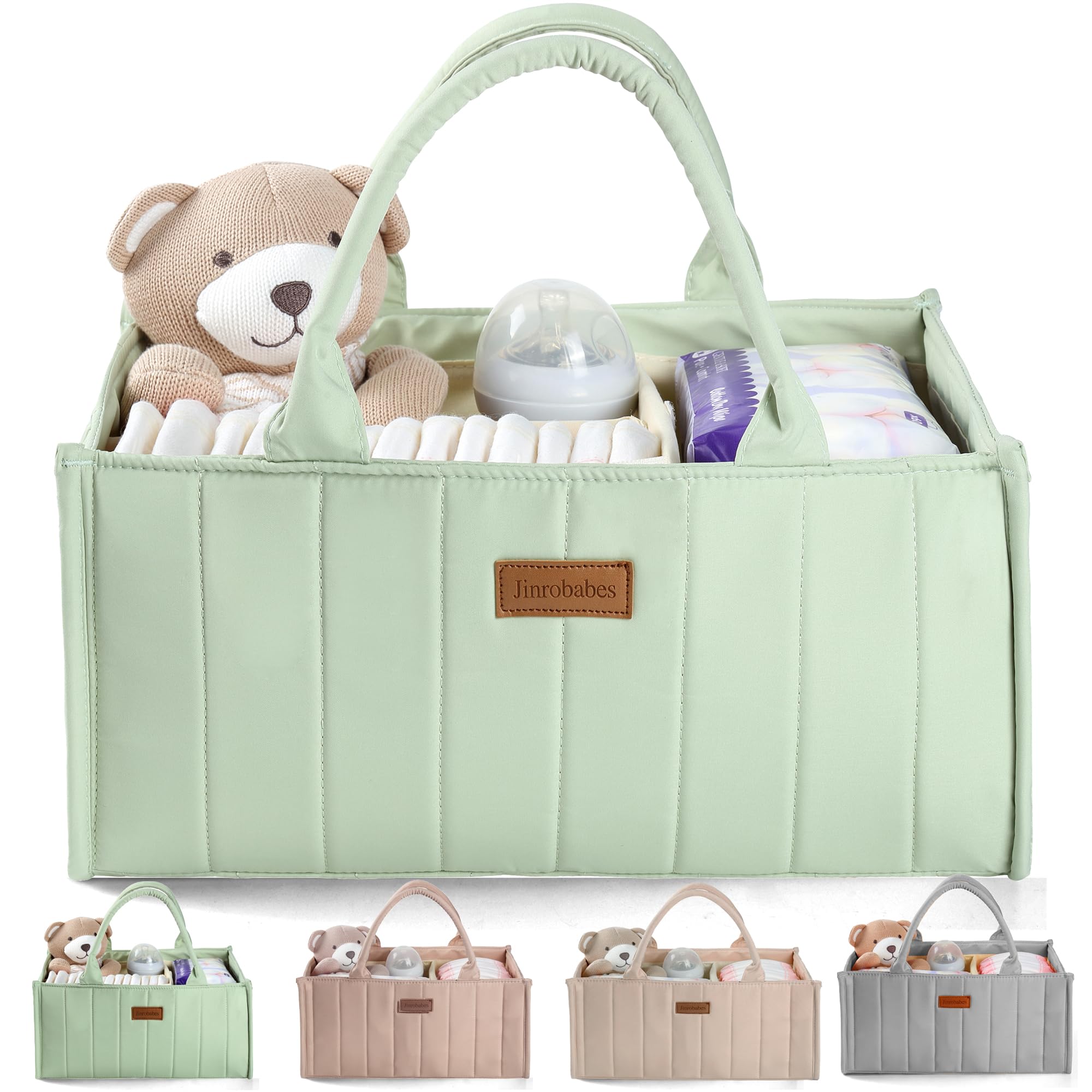 Jinrobabes Wickeltasche Organizer, Baby Aufbewahrungskorb mit Herausnehmbaren Fächern, Windeltasche als Geschenk für Neugeborene & Babyparty, Wickeltisch Organizer für Neugeborene Mütter Verwendet