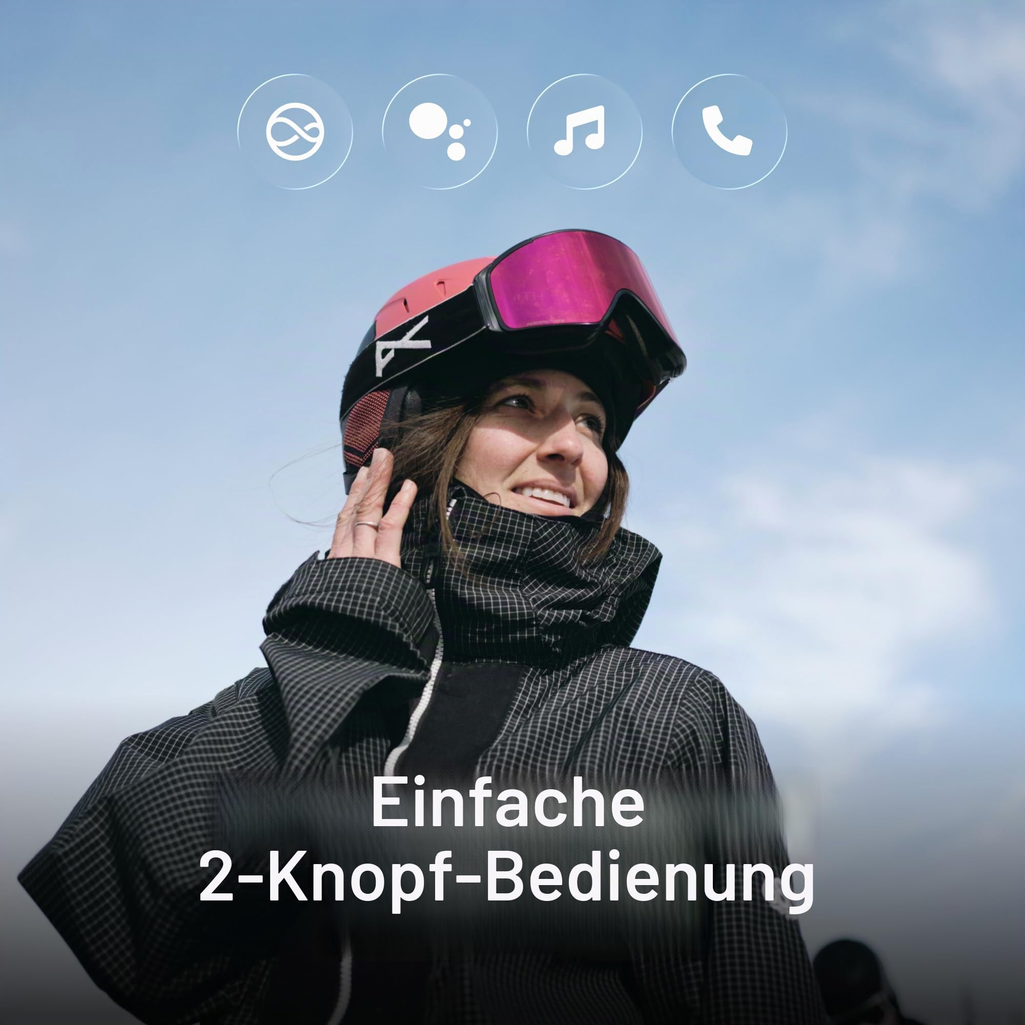 ALECK Snow Series Core Universal Wireless Bluetooth Helm Lautsprecher Kopfhörer für Ski und Snowboard Audio Ready Helme, Handschuhfreundliche Steuerung, Mikrofon Headset für Freisprechanrufe
