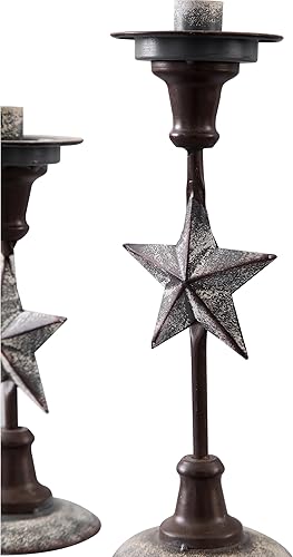 Miniatura 4 de SOFE Juego de 2 portavelas cónico de estrella retro navideña, juego de 2 portavelas cónicos, decoración de candelabros de hierro, decoración del