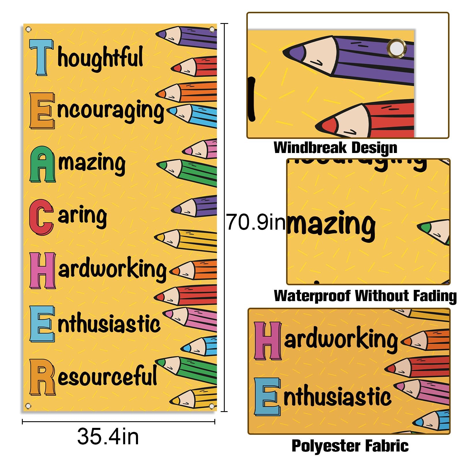 Teacher Appreciation Week Door Cover Thank You Teachers Party School Classroom Front Door Banner Photography Decoration - Image 3