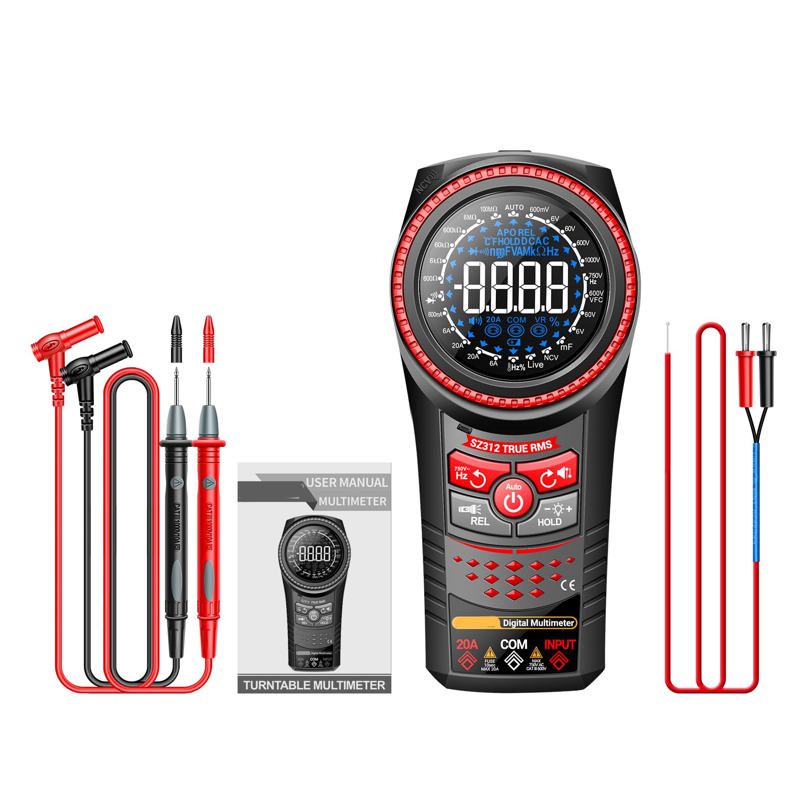 Kalttoy Sz312 6000 Count Multimeter With Adjustable Backlit Data Hold Tool Ncv Temperature Tester Portable Measurement Tool