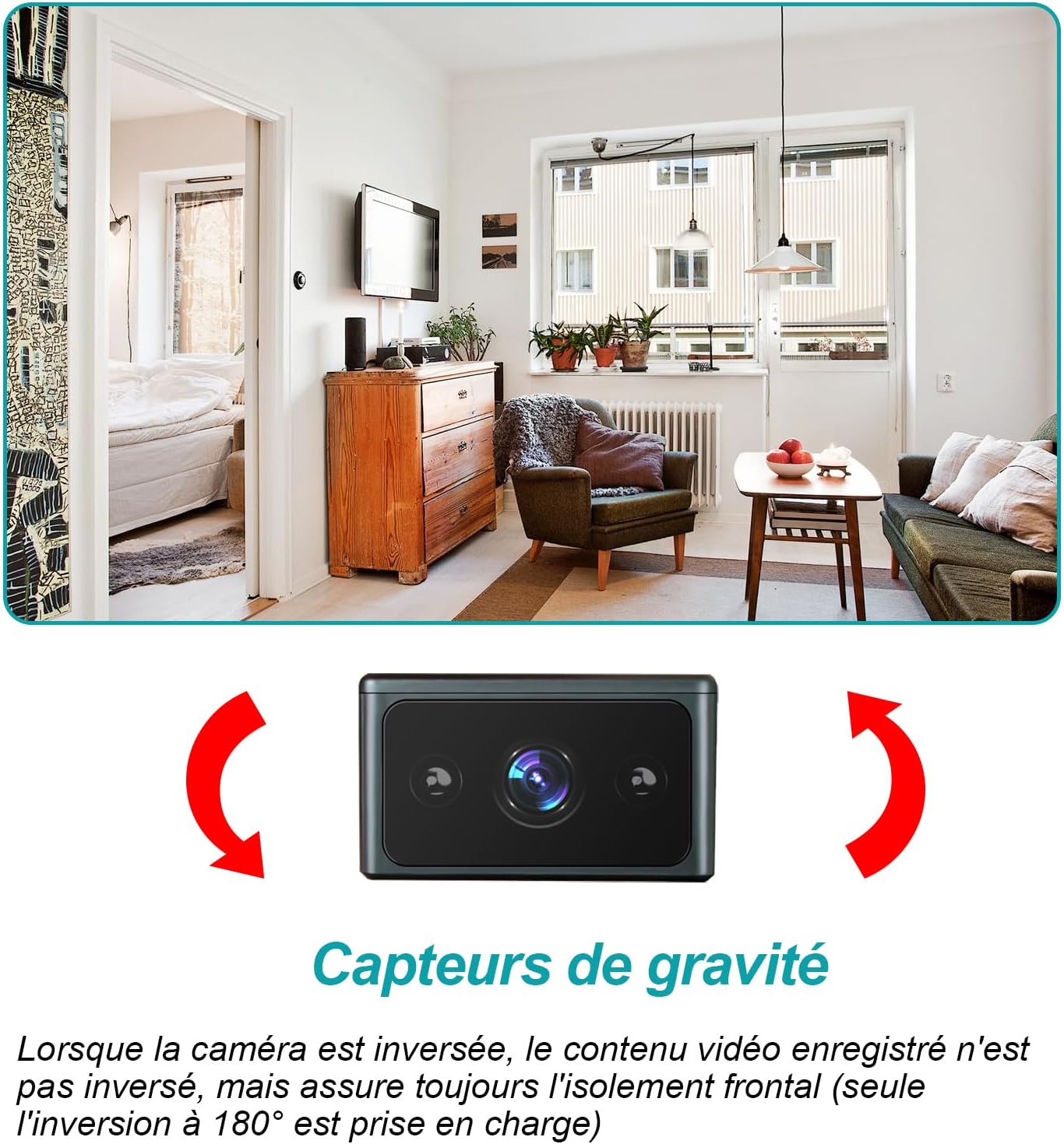 Caméra de Surveillance Miniature 1080P Full HD, Détection de Mouvement, Vision Nocturne, Surveillance Maison, Bureau, Enfants et Animaux (sans WiFi) - 5