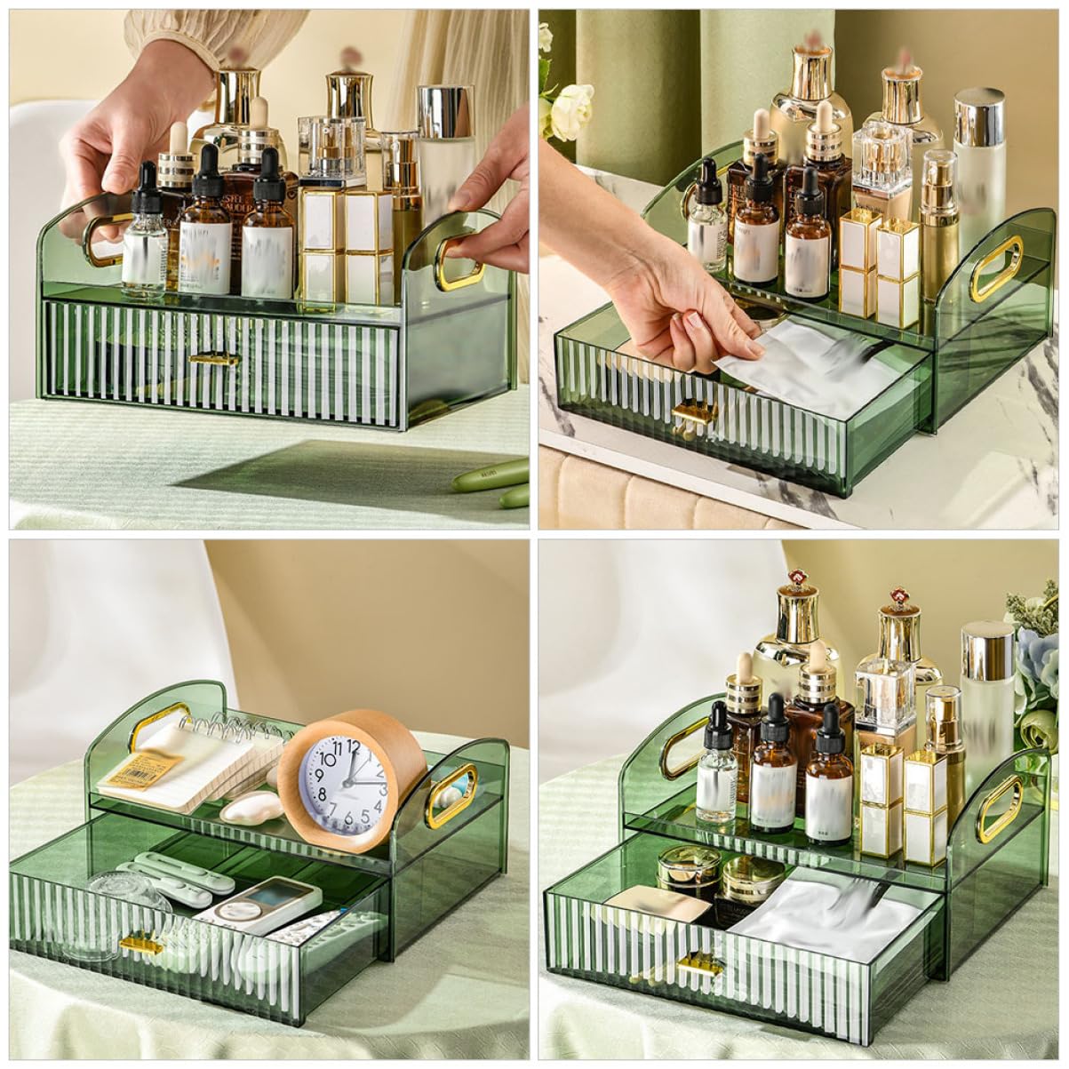 Organizzatore per Cosmetici Cassetto, Verde, PET