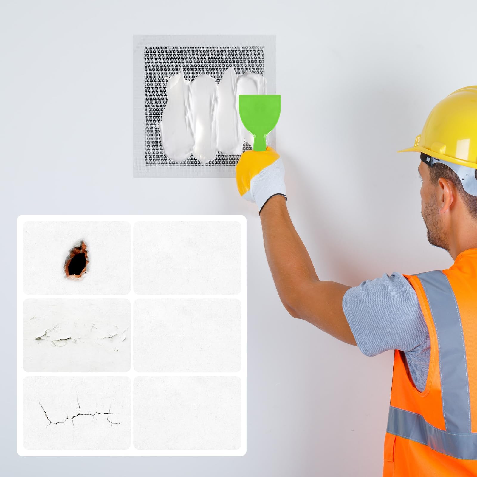 Kit di riparazione per pareti autoadesive per cartongesso, 5 pezzi, 25,4 x 25,4 cm, toppe per riparazione pareti in cartongesso, facile da incollare e riparare in modo sicuro per fori in pareti