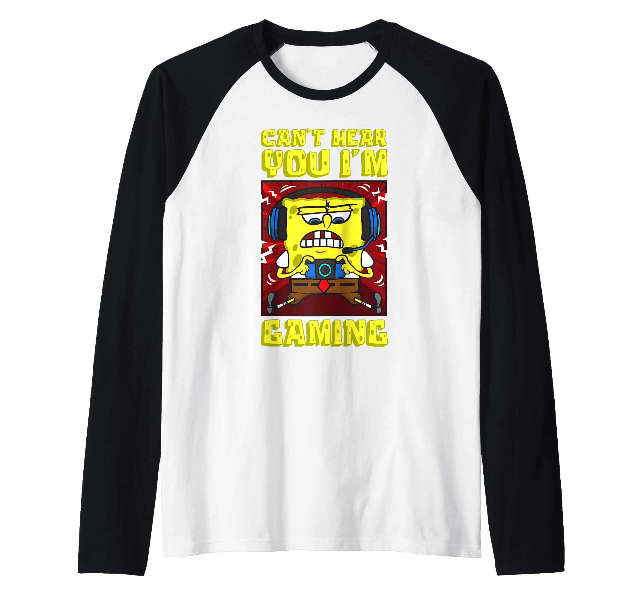 SpongeBob Can’t Hear You I'm Gaming Video Games Players Fun Raglan Baseball Tee