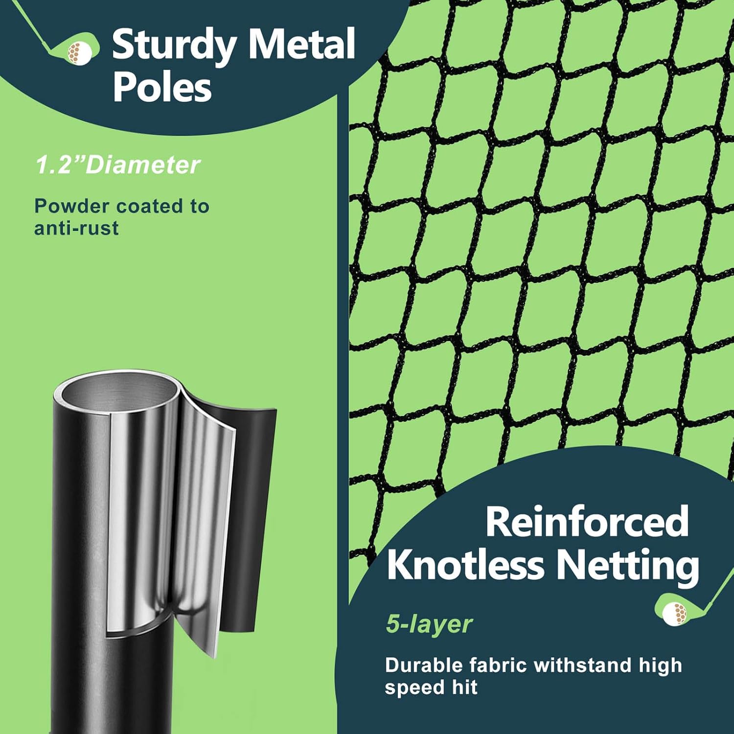 10x7ft Golf Practice Hitting Net for Indoor & Outdoor, Heavy Duty Auto Ball Return Enclosure with Side Barriers, Portable Training Net with Carry Bag & Stakes