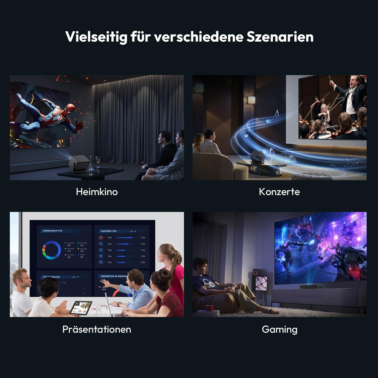 Beamer Leinwand 100 Zoll ALR für Ultrakurzdistanz Projektor, Fixed Frame 16:9 Wandmontage, PET Crystal Material, 4K/8K Laser TV, 85% Umgebungslicht abweisend, Heimkino, Classic Series