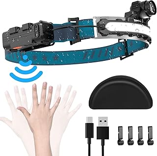 LED Headlamp Rechargeable, Super Bright 1000 Lumens 270° Wide Beam Headlamp with Motion Sensor,6 Lighting Modes, IPX4 Waterproof Head Lamp Suitable for Camping, Working, Hiking, Hard Hat Headlight