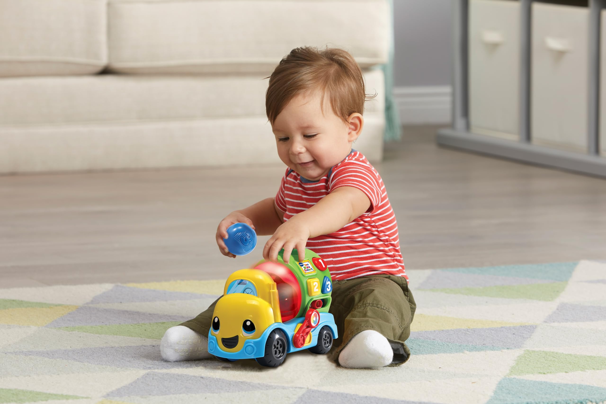VTech Max Mixa Colori, gadająca ciężarówka, 5 melodii, rozpoznawanie i mieszanie kolorów, 3 tryby gry, regulacja głośności, automatyczne wyłączanie, język włoski, baterie w zestawie, 12-36 miesięcy