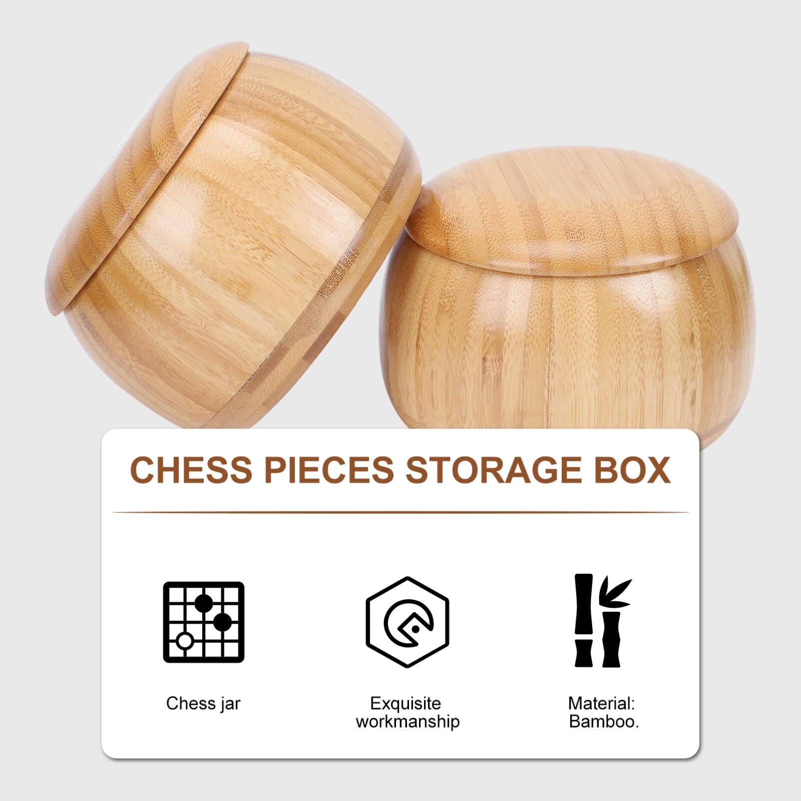 Totority 1 Paar Go-Glas Go-Spiel Go-Steinschale Go-Schachglas Holz Go-Schalen Go-Spielfiguren-Schale Schachfiguren-Aufbewahrungsschale Steine Schüsseln Go-Schachbehälter