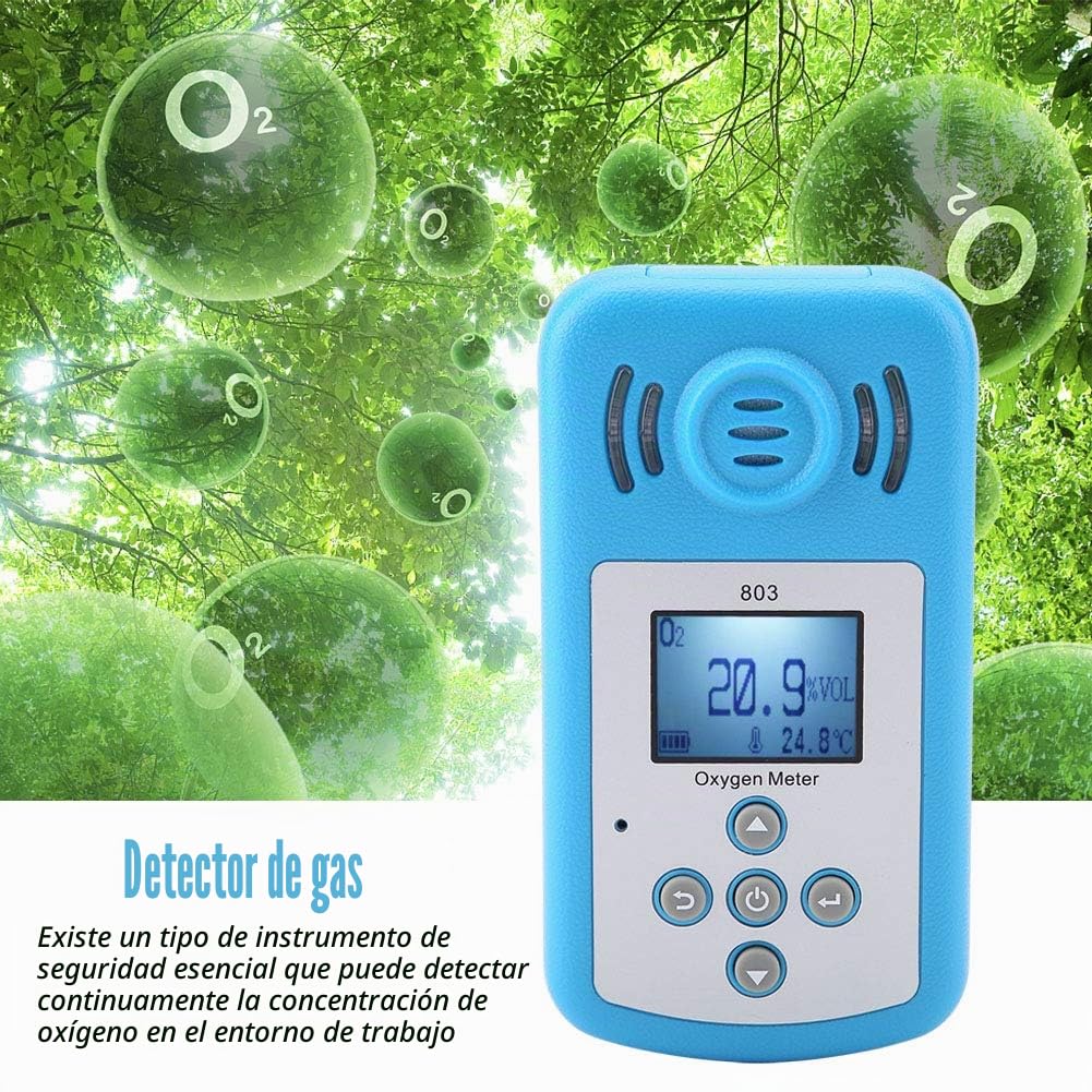 Medidor De Gas De Oxígeno Pantalla Digital Azul Detector De Fugas De Gas De Oxígeno Medición De Concentración De O2 con Luz De Sonido Y Alarma De Vibración