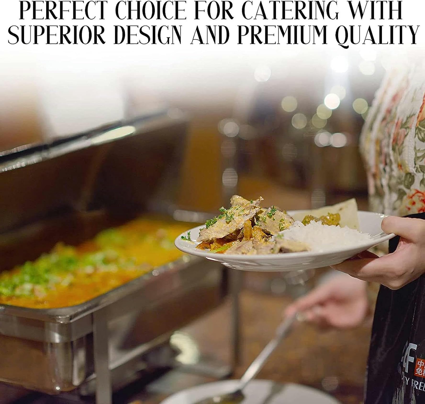 Chafing Dish commerciale da 9 litri, scaldavivande in acciaio inox per buffet con teglia per alimenti, teglia per l'acqua, coperchio, telaio e contenitore per combustibile, per cucina, feste, cene, bu