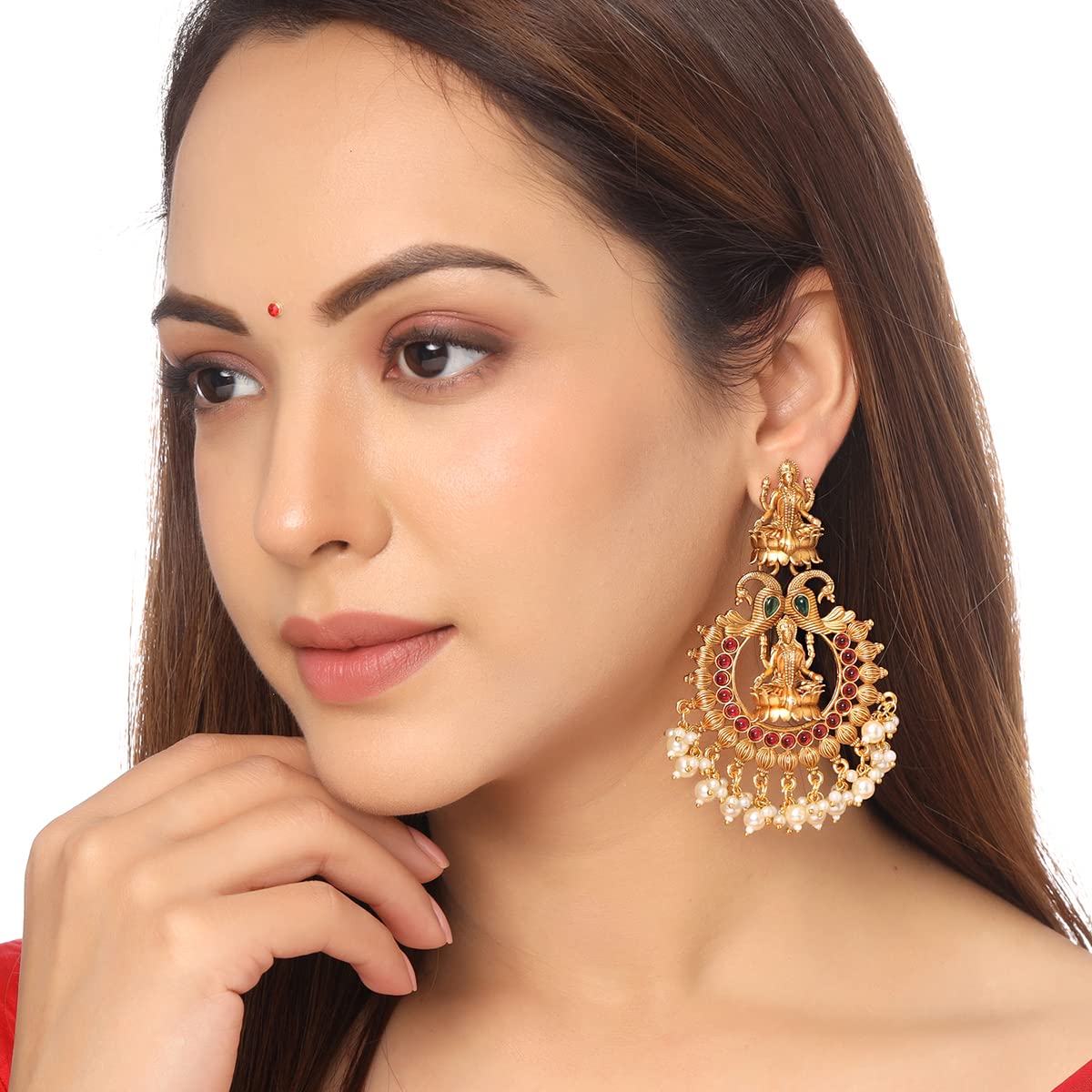 Chandbali Plated Beads Drop Earrings for Women