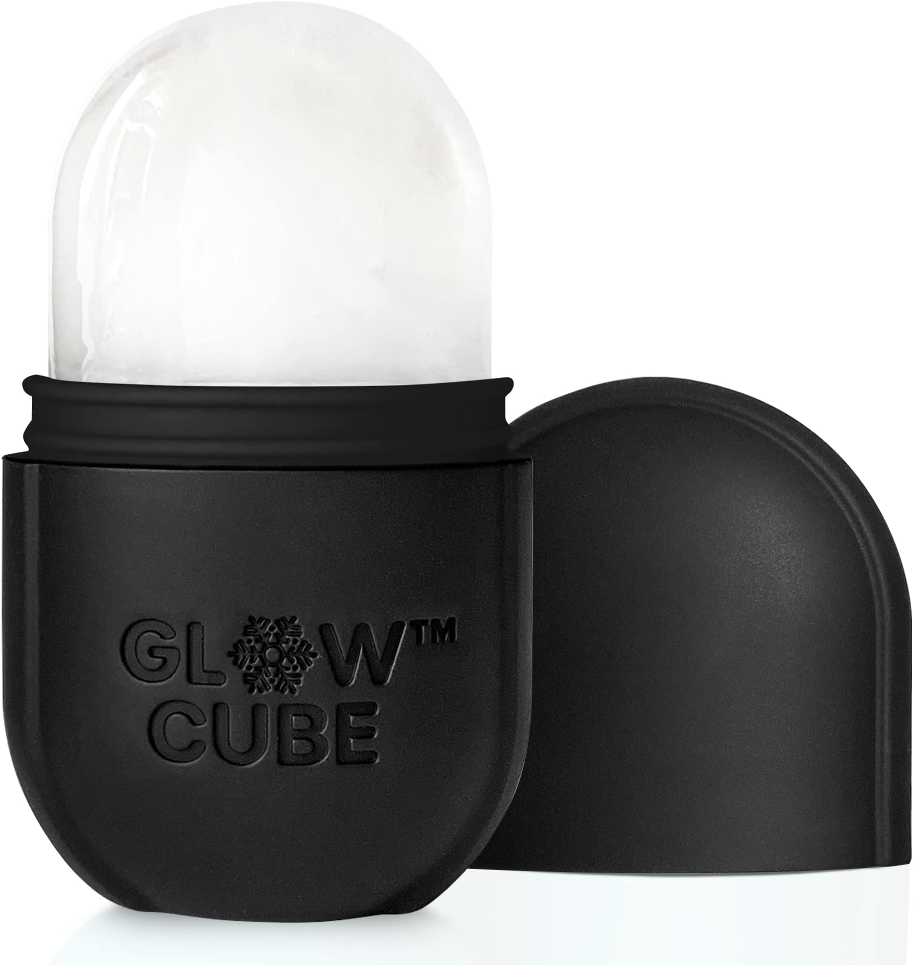Glow Cube Ice Roller For Face Eyes and Neck To Brighten Skin & Enhance Your Natural Glow/Reusable Facial Tool to Tighten & Tone Skin & De-Puff The Eye Area (Black)
